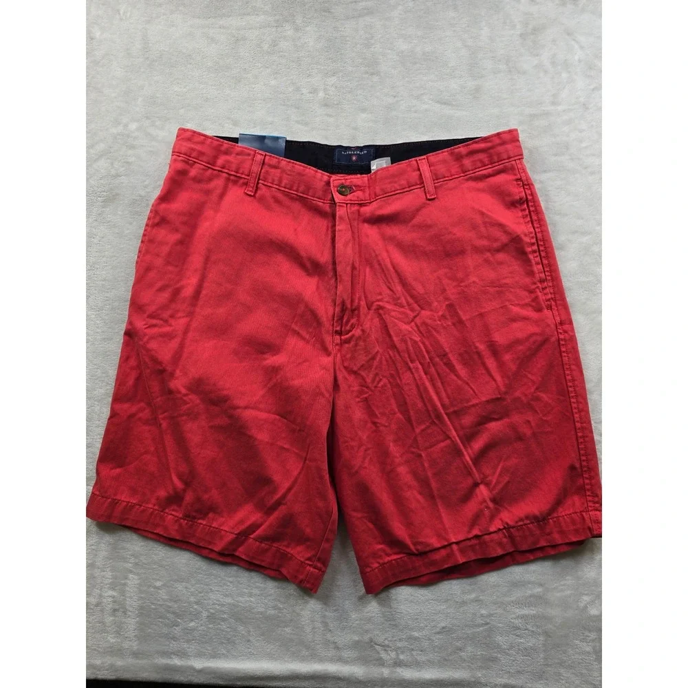 Saddlebred Chino Shorts Mens 36‎ Red Coral Cotton Flat Front 9
